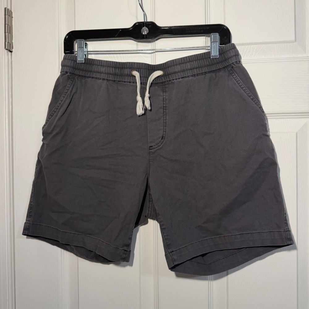 Marine Layer Mens Saturday Shorts Charcoal Gray Elastic Waist Size M 6.5inseam